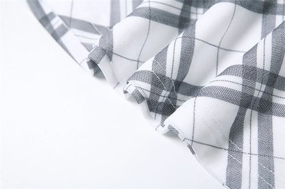 Halter cowl neck plaid backless top