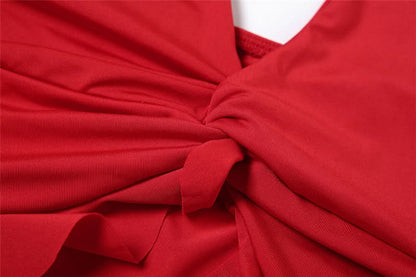 Halter ruffle backless solid maxi skirt set