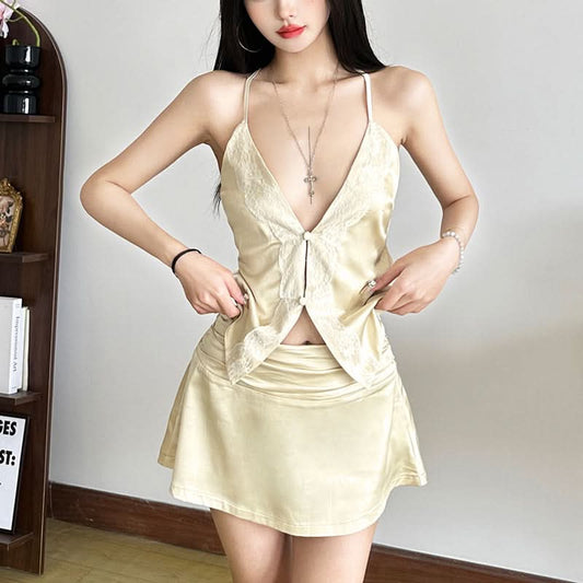 A line ruched zip up mini skirt