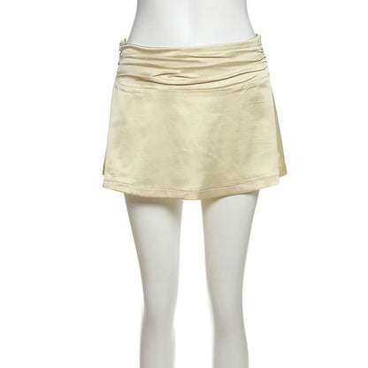 A line ruched zip up mini skirt