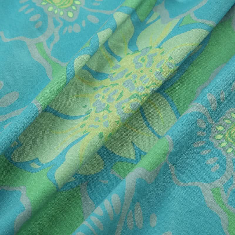 Flower print contrast lace hem cami maxi dress