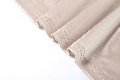 Satin lace patchwork ruched maxi skirt