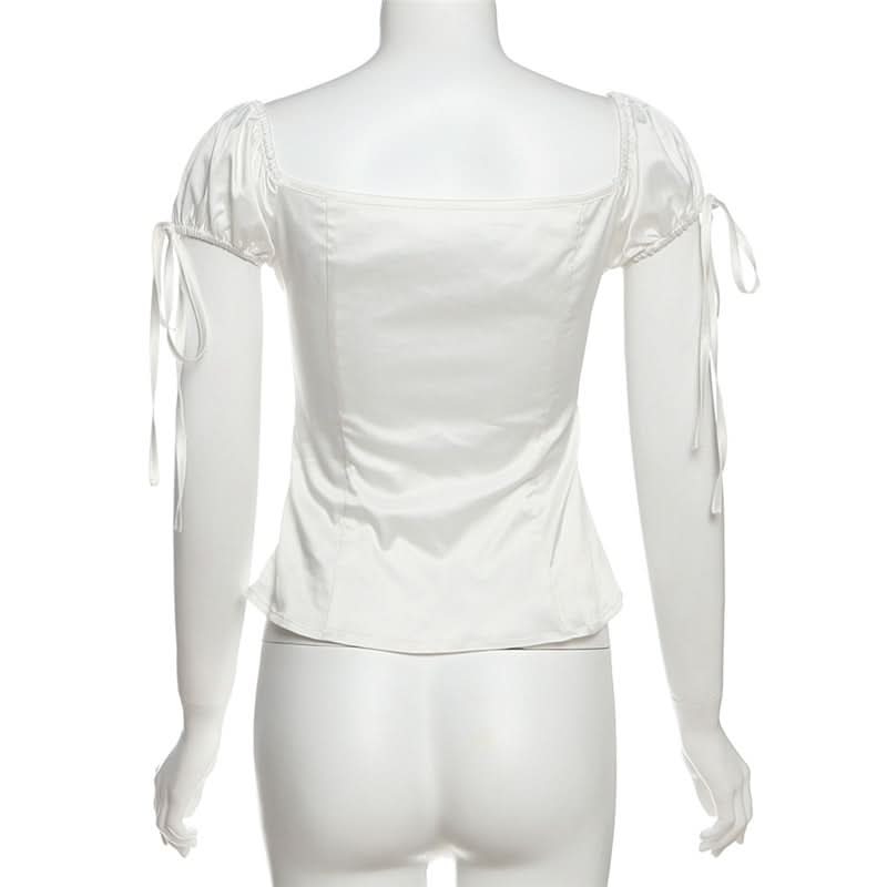 Self tie lace hem ruched top