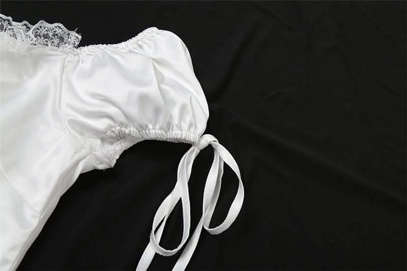 Self tie lace hem ruched top