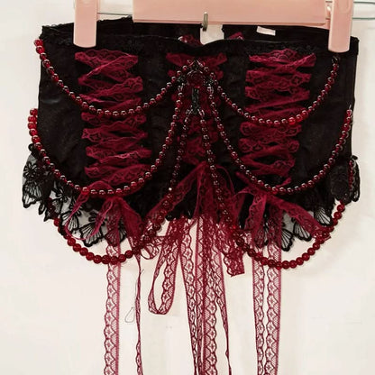 Beaded lace hem corset top