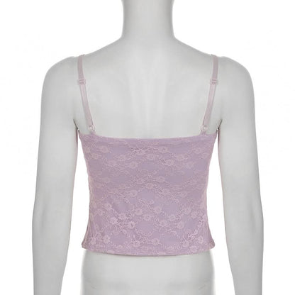 Lace button corset cami top