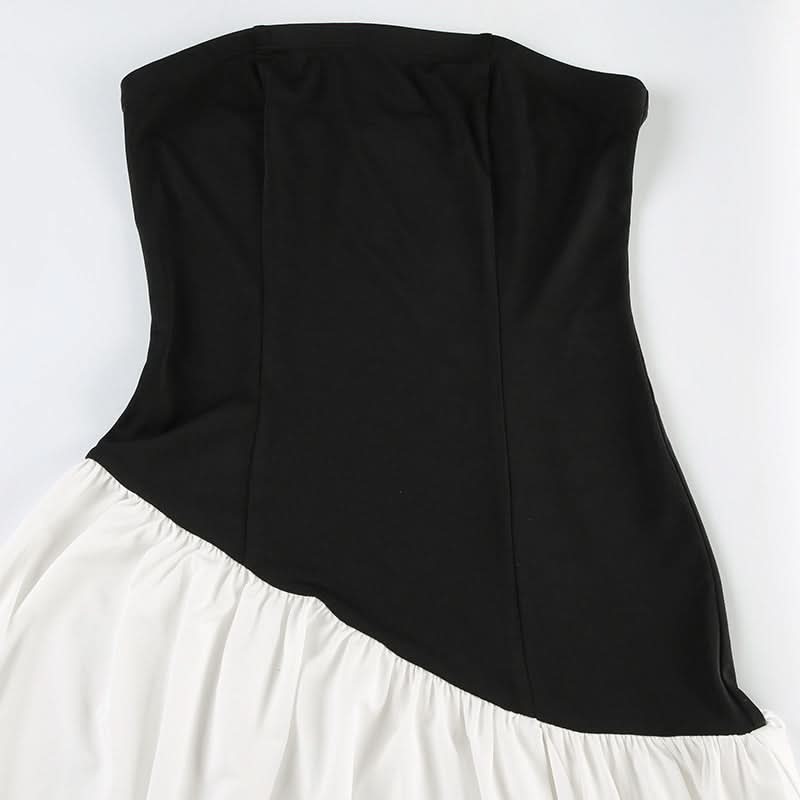 High slit ruffle tube maxi dress