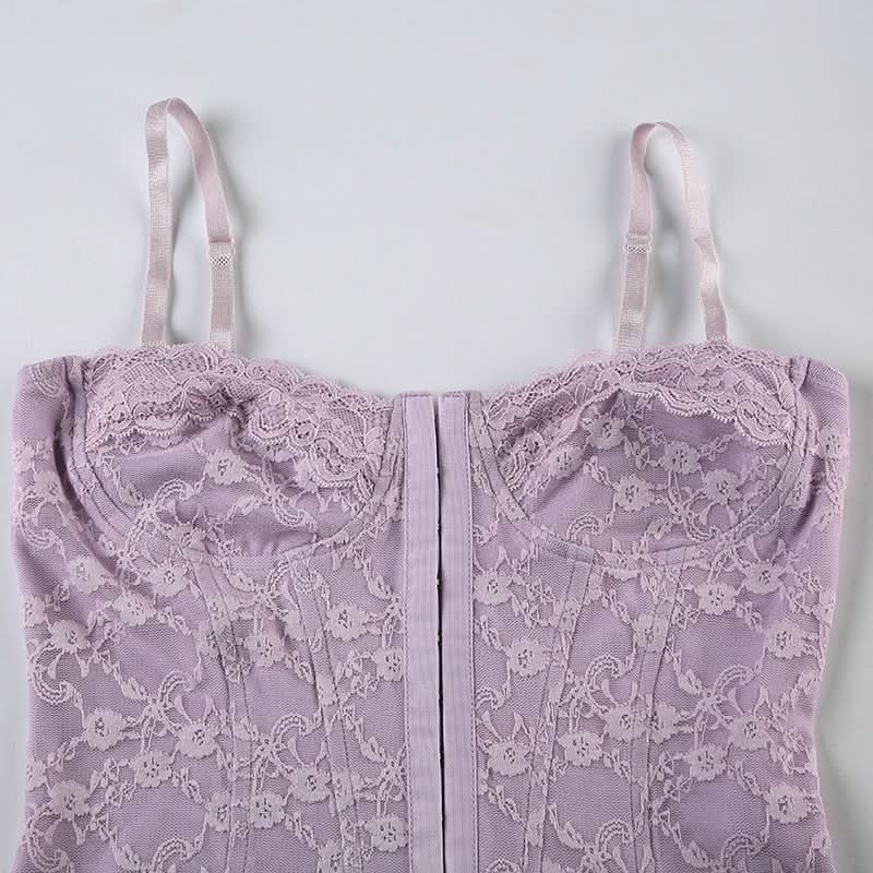 Lace button corset cami top