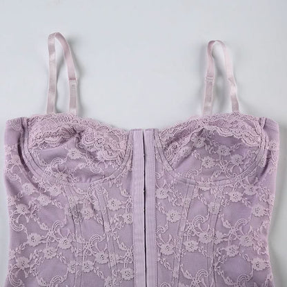 Lace button corset cami top