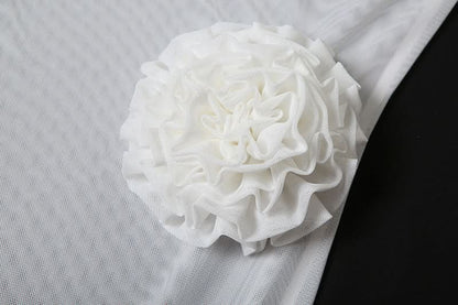 Cowl neck mesh flower applique cami maxi dress