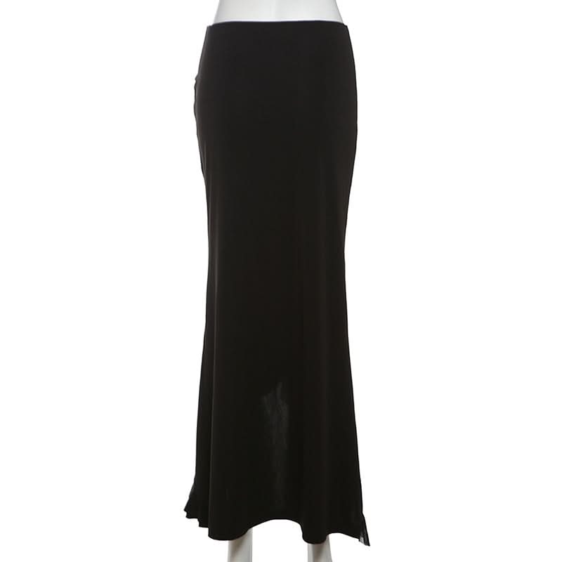 Ruffle ruched slit maxi skirt
