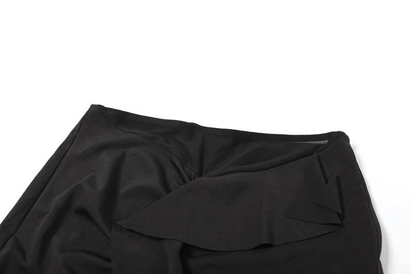 Ruffle ruched slit maxi skirt