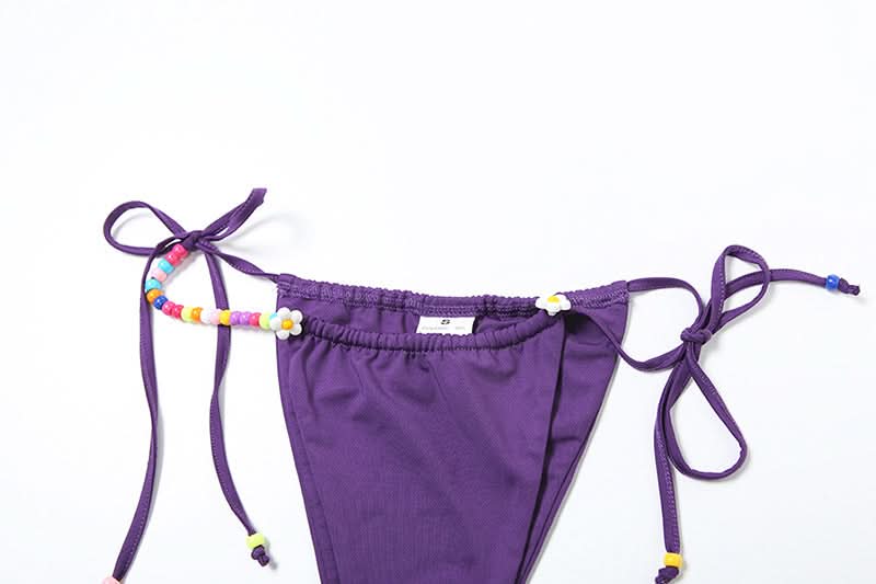 Halter beaded self tie short pant set