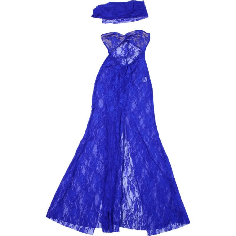 Lace sweetheart neck hollow out slit cut out maxi dress