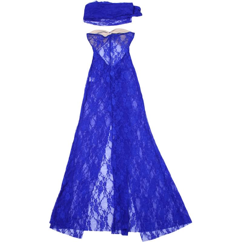 Lace sweetheart neck hollow out slit cut out maxi dress