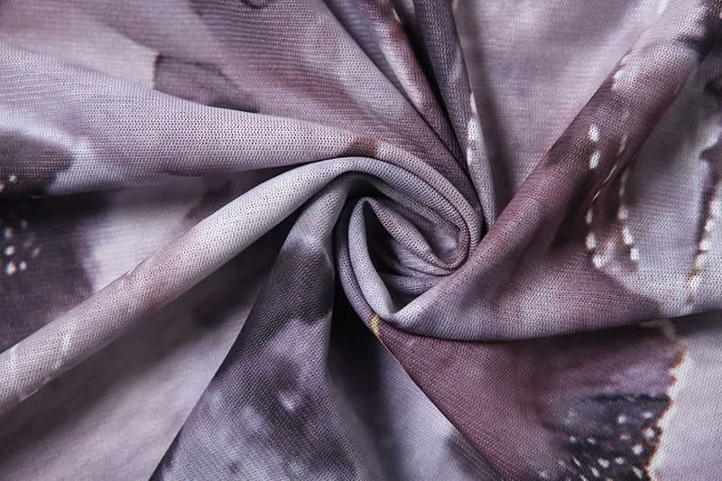 Cowl neck backless ruffle butterfly print mesh cami maxi dress