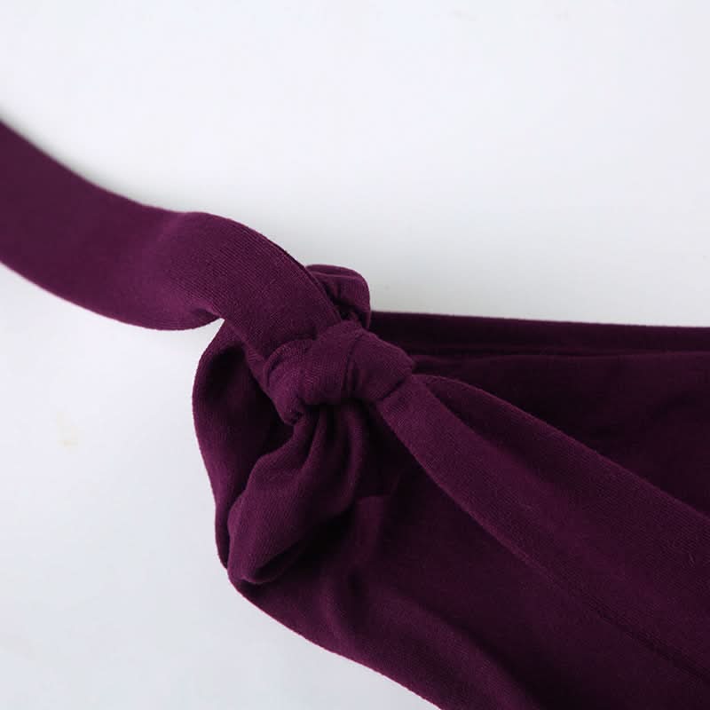 Ruched deep V neck solid self tie tank top