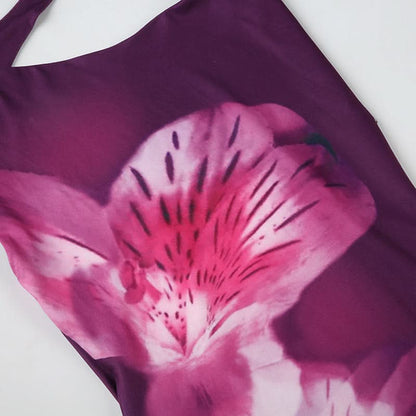 Halter flower print cowl neck backless mini dress