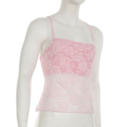 Self tie cross back lace cami top