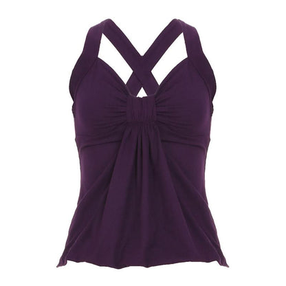 Ruched cross back smocked cami top