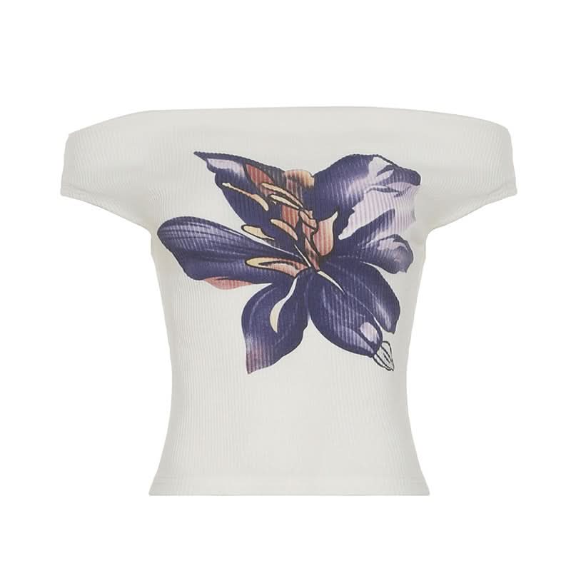 Off shoulder flower print top