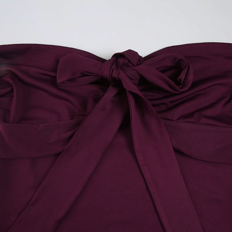 Halter sweetheart neck knotted top