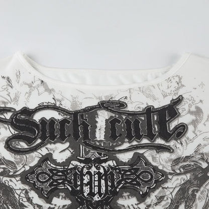Short sleeve cross print top