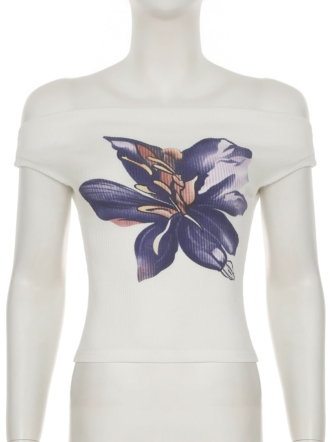 Off shoulder flower print top