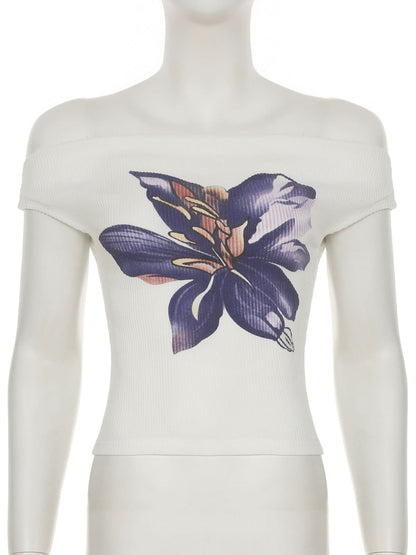 Off shoulder flower print top