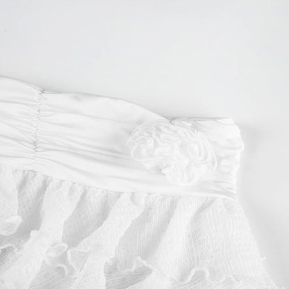 Ruffle irregular flower applique mini skirt