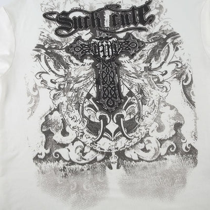 Short sleeve cross print top