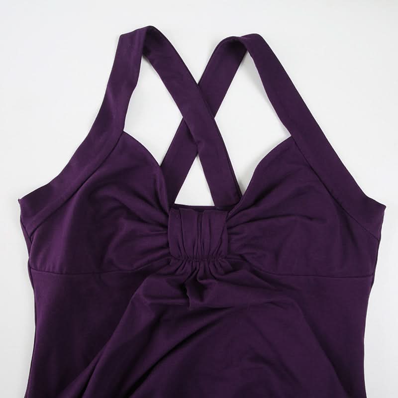 Ruched cross back smocked cami top