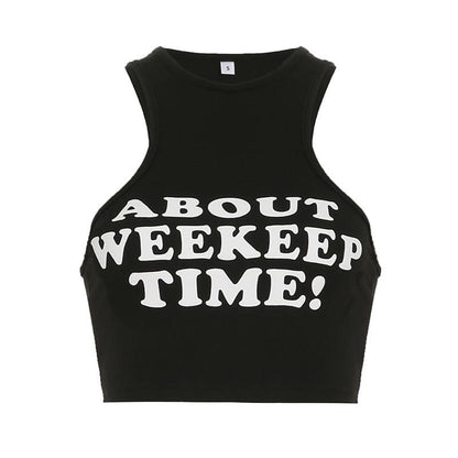 Letter print crewneck tank top