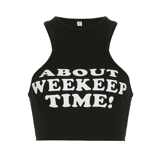 Letter print crewneck tank top