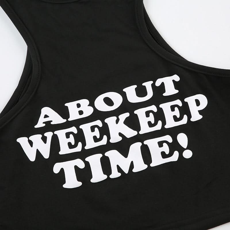 Letter print crewneck tank top