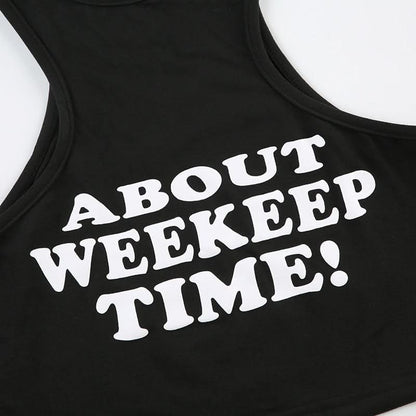 Letter print crewneck tank top