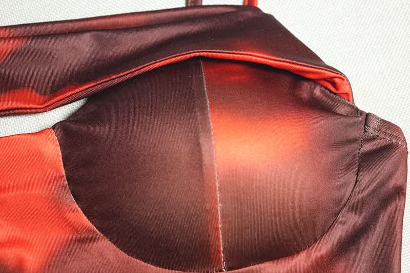 Ruffle contrast high slit cami maxi dress