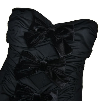 Bowknot hollow out ruched tube jumpsuit