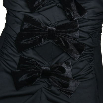 Bowknot hollow out ruched tube jumpsuit