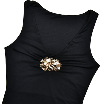 V neck sleeveless flower applique maxi dress