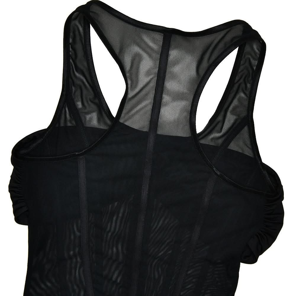 Zip-up corset mesh ruched tank mini dress
