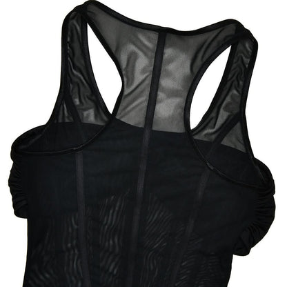 Zip-up corset mesh ruched tank mini dress