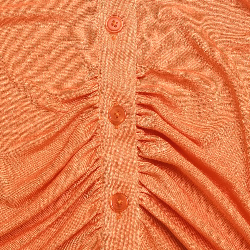 Turnover collar long sleeve ruched button crop top