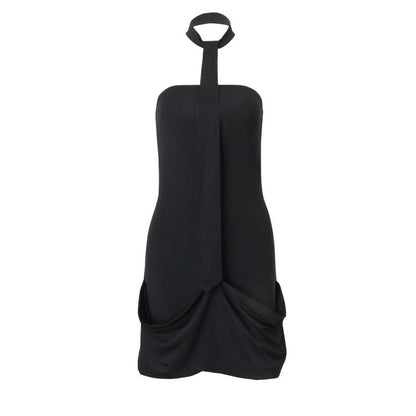 Halter ruched backless mini dress