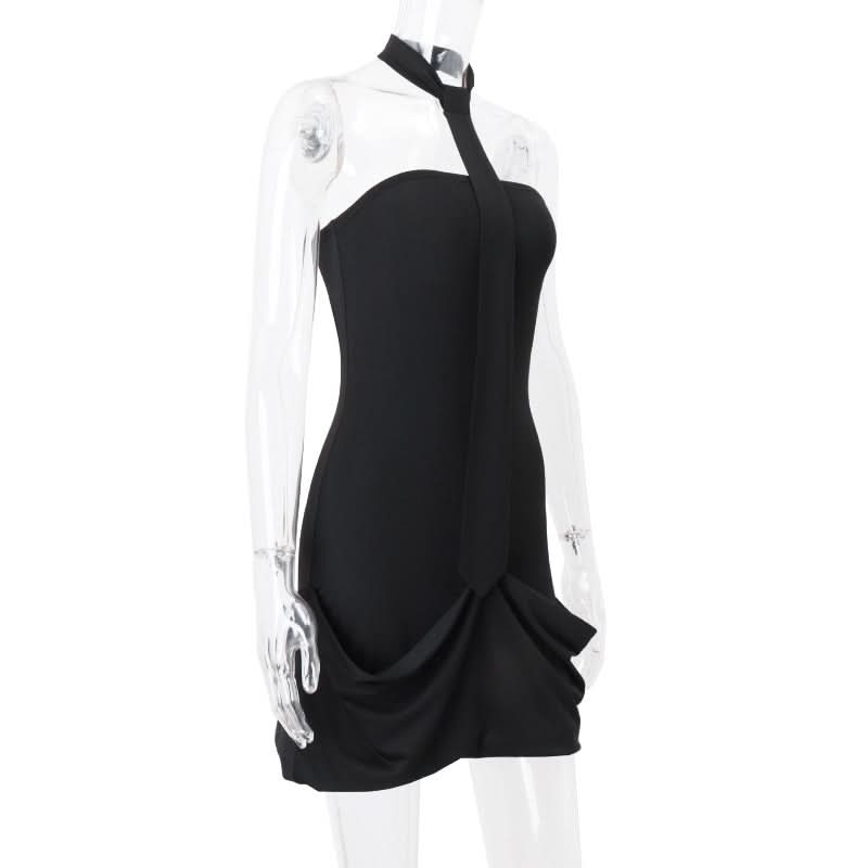 Halter ruched backless mini dress