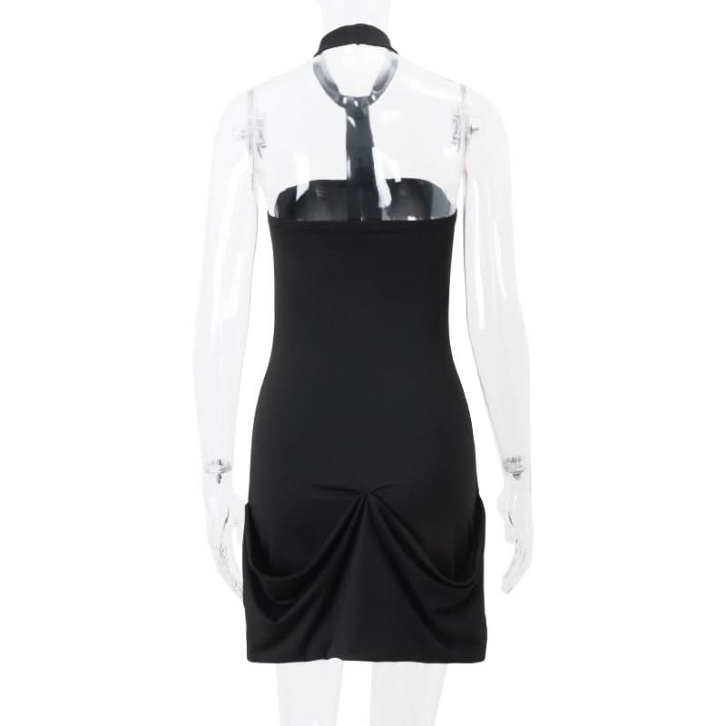 Halter ruched backless mini dress