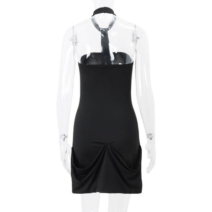 Halter ruched backless mini dress