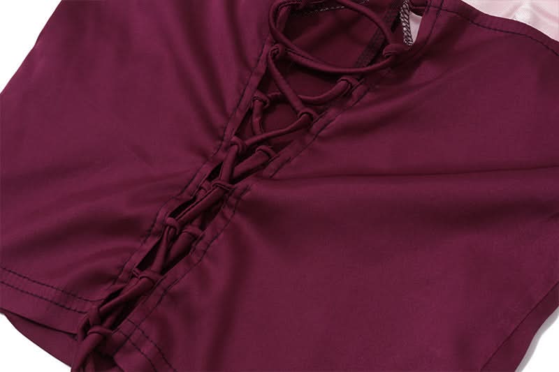 Halter corset lace up slit maxi skirt set