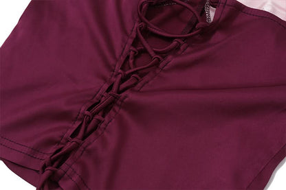 Halter corset lace up slit maxi skirt set