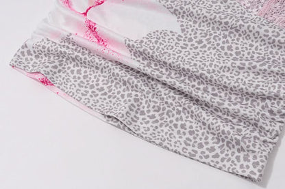 Flower print v neck lace hem bowknot cami top